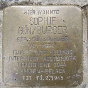 Stolperstein dedicated to Sophie Günzburger geb. Günzburger