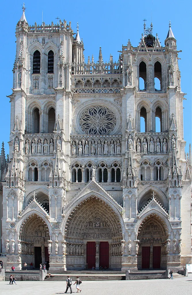 Amiens (Somme - France), facade of the Cathedral of Our Lady of Amiens (1220-1269).