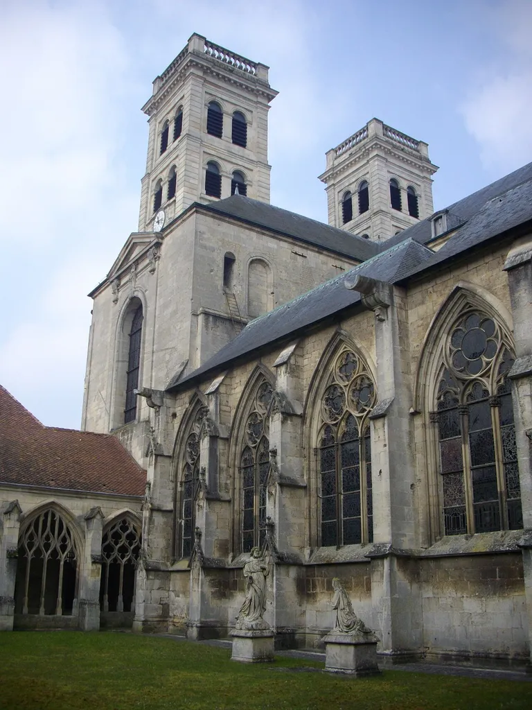 Towers of Our Lady cathedral of Verdun (Meuse, France) seen from the cloister