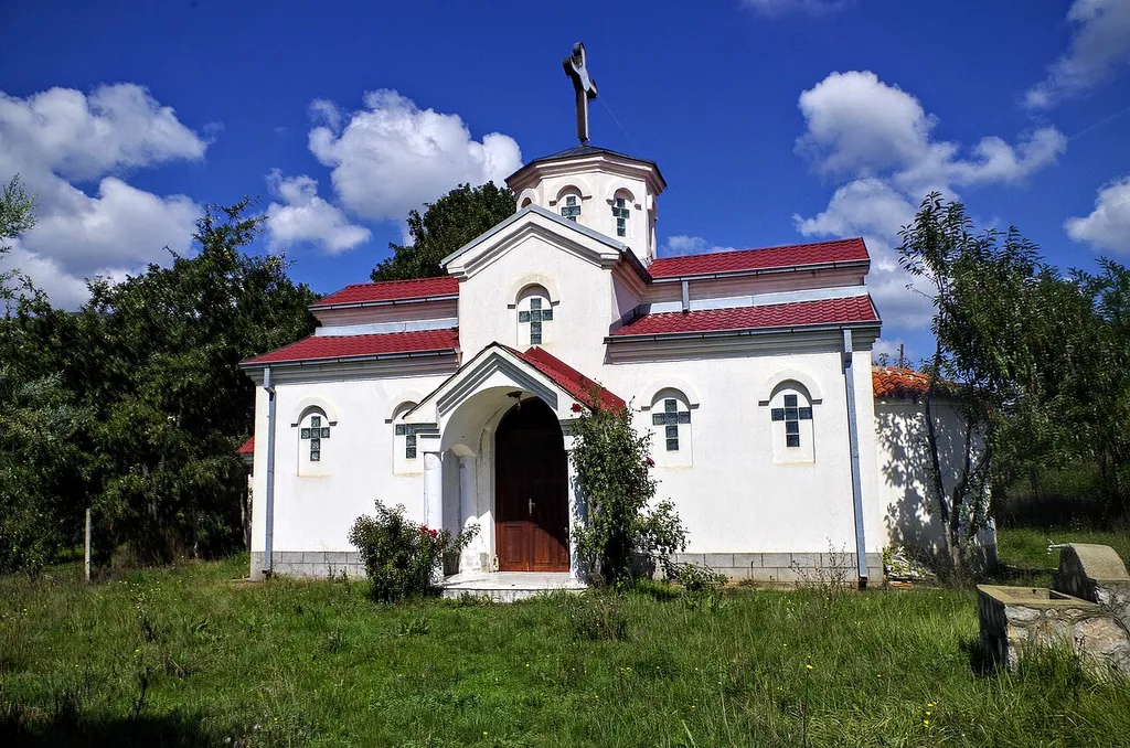 View of the St. Athanasius Church in the village Volkoderi