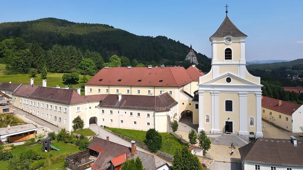 Monastery with church in Kirchberg am Wechsel, Lower Austria.