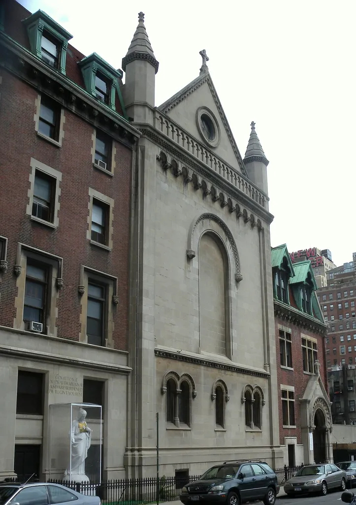 Looking east across 33d St at back of St Michael's on a cloudy midday. ZIP 10001.