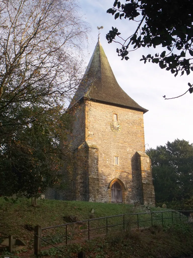 West tower of St Laurence's parish church, Catsfield, East Sussex, seen from the west