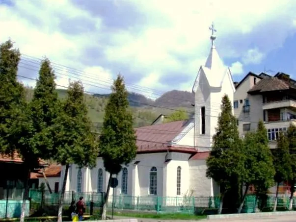 The Saint Barbara Church from outside, in Petrilla, Transylvania.