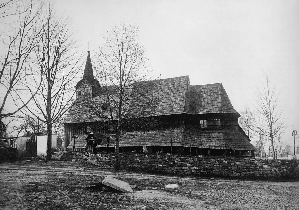 Bývalý dřevěný kostel v Kopřivnici, ca. 1895