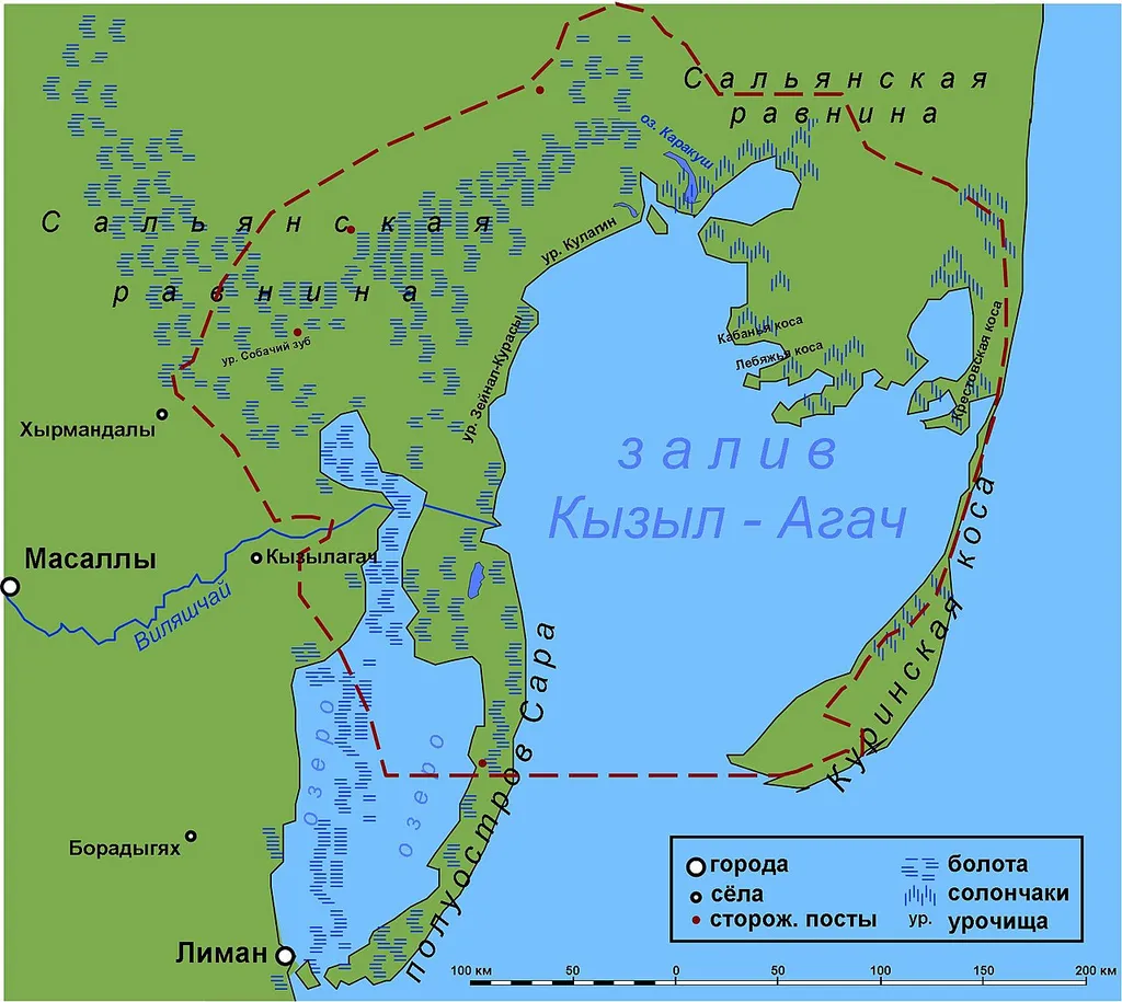 Map of Ghizil-Agaj reserve of Azerbaijan