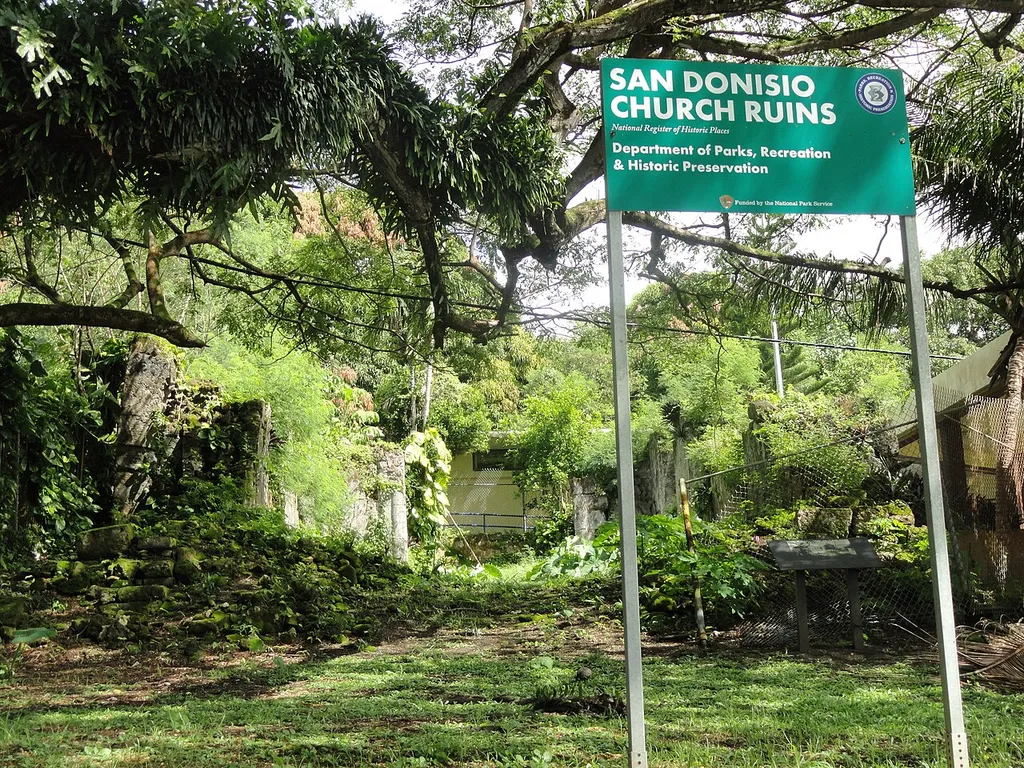 San Dionisio Church Ruins, Umatac, Guam, USA. Listed on the National Register of Historic Places.