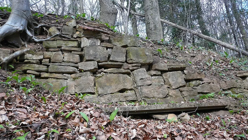 Mauerrest der Burg Oberrommental bei Schlat (Lkr. Göppingen)