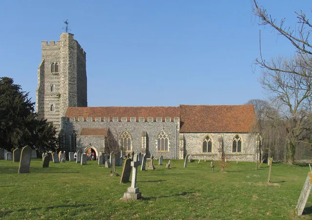 St Mary the Virgin parish church, Newington, Kent, seen from the south