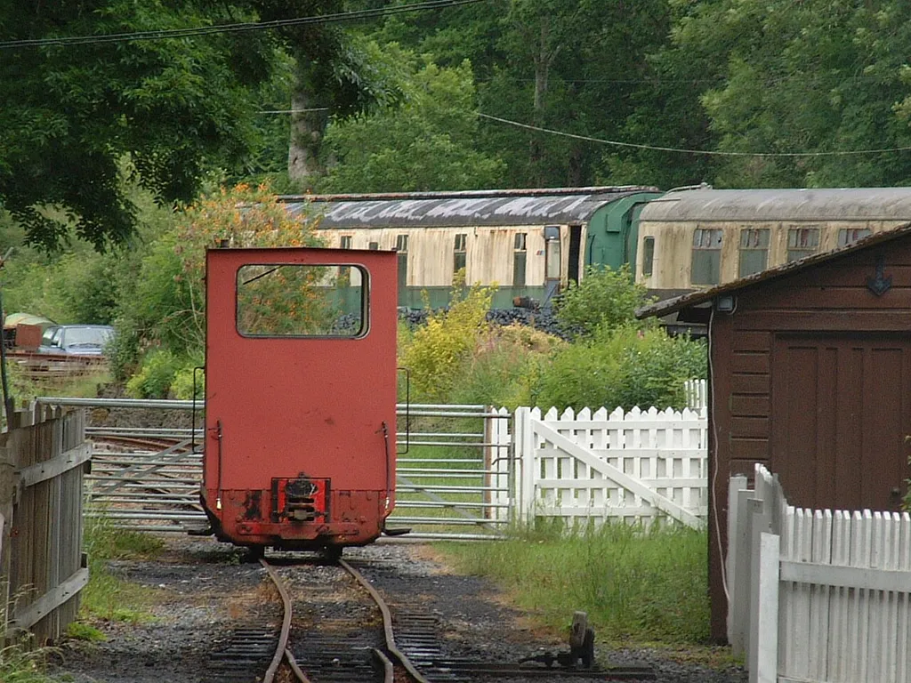 One of the diesel locomotives sits idle at the station near w:Llangeler