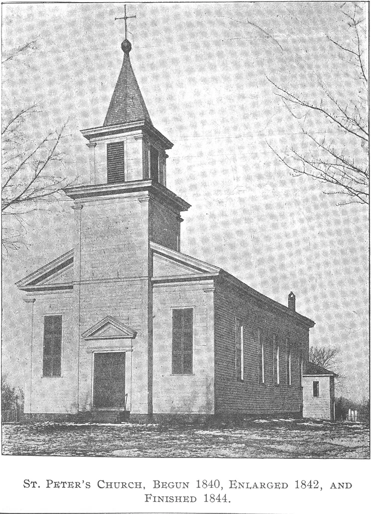 The first St. Peter's church in Norwalk, Ohio