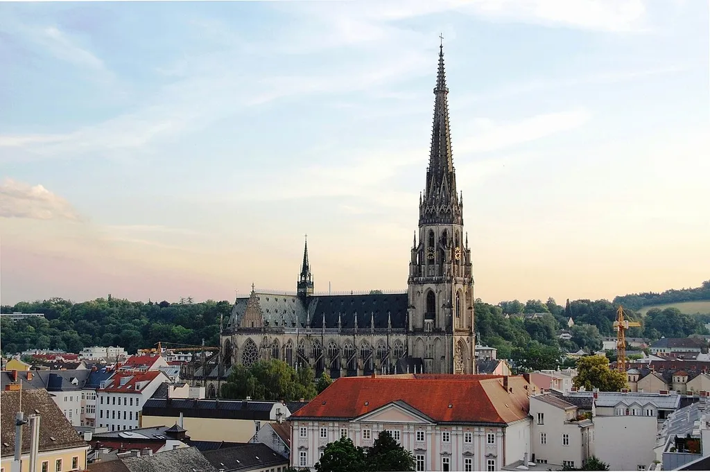 Cathedral Neuer Dom in Linz, Austria (seen from the roof of the shopping mall Passage)
