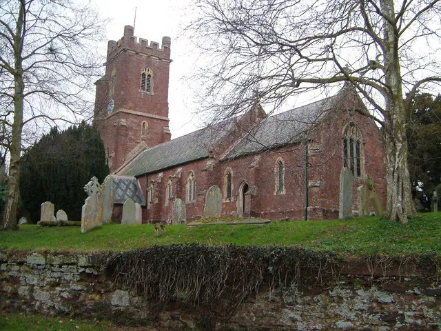 Sowton church. St Michael's, set above the village street in this still rural village between Exeter and its airport. From ESE.