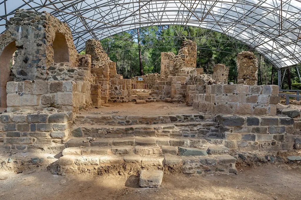 Ruins of Ghalia Monastery in the village Gialia, Paphos District, Cyprus
