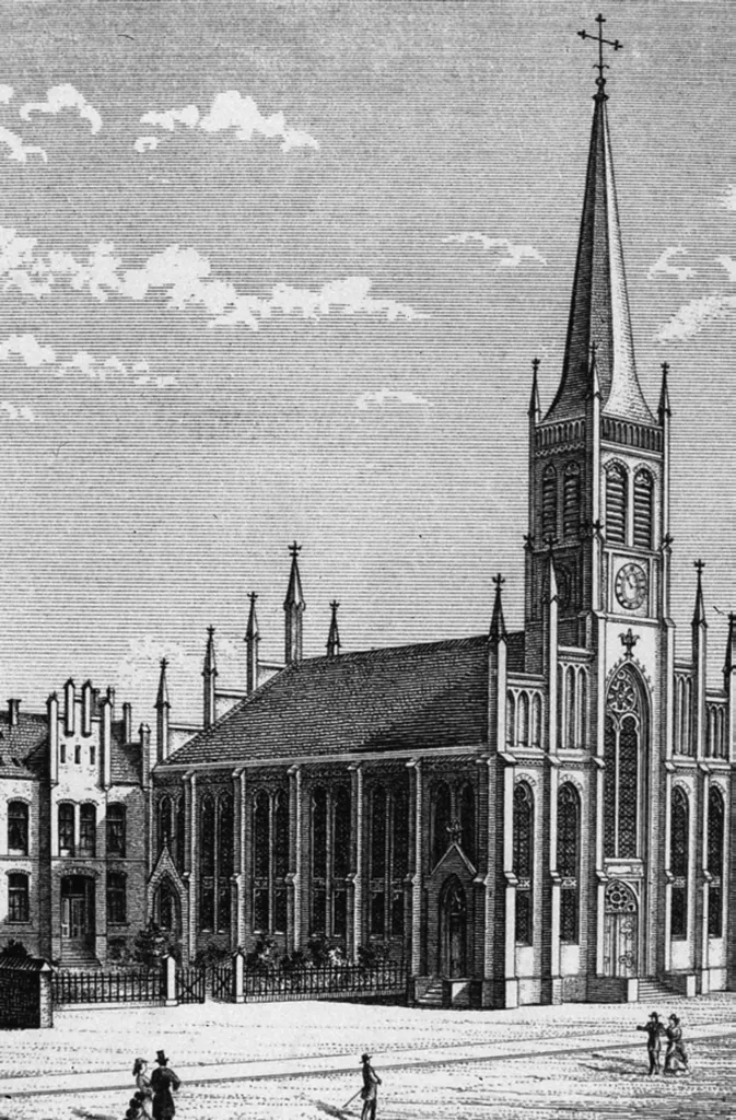 Johanniskirche, Wuppertal-Heckinghausen, Germany. Am 30. Mai 1943 durch Bomben zerstört.