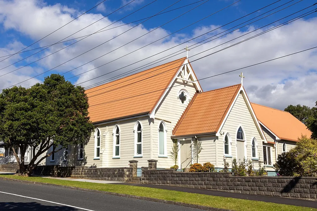 St Joseph's Catholic Church in Helensville, New Zealand, viewed from Puriri Street.