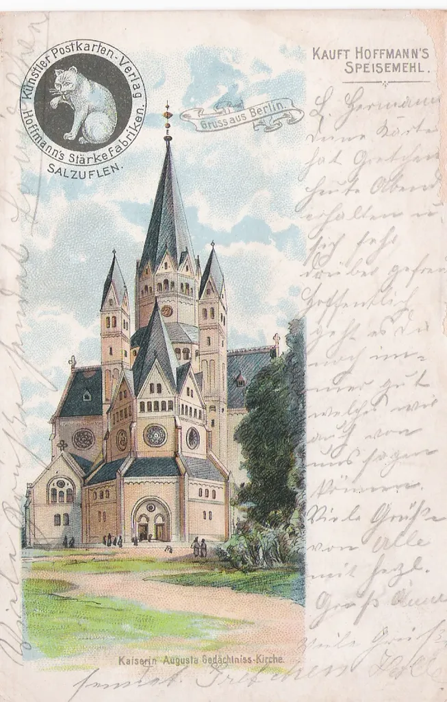 Ansichtskarte der Hoffmann's Stärkefabriken: Berlin, Kaiserin Augusta Gedächtnis-Kirche