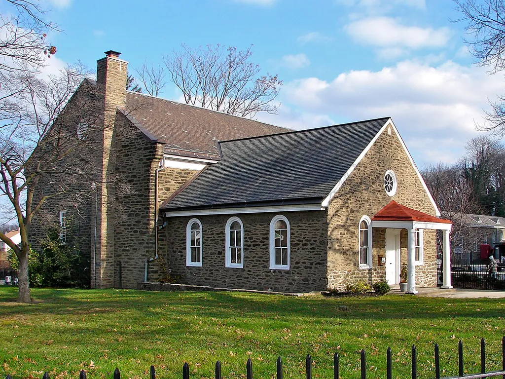 Church of the Brethren, 6611 Germantown Ave., Philadelphia Pennsylvania, in Colonial Germantown Historic District (NHL). PHMC (state) historic marker says it was built in 1770 as the first meetinghouse of the Church of the Brethren in America. Brethren are also known as Dunkards and the Church has a very decentralized organization, even in the 20th Century, so "1st" might be disputed by some