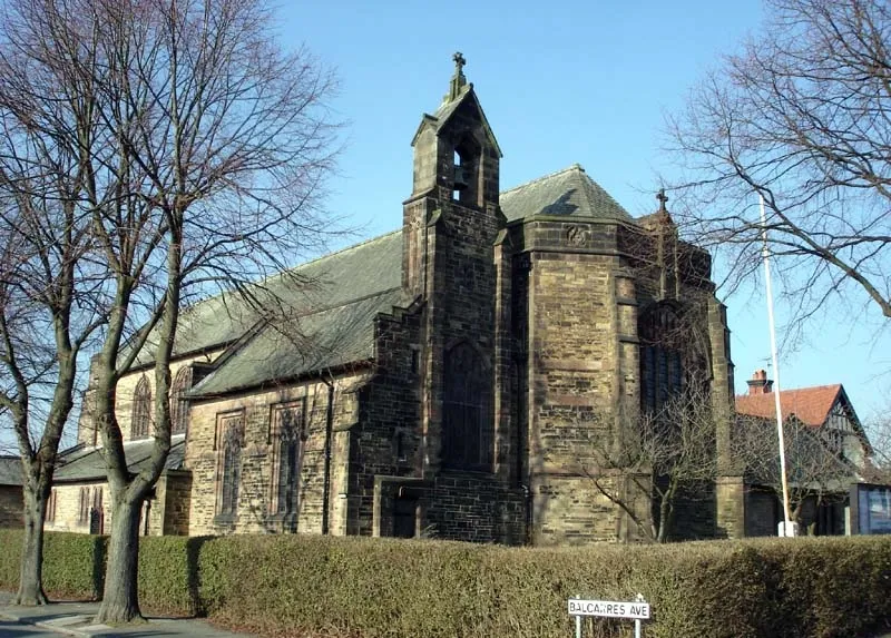 St Stephen's parish church, Hieland Road, Whelley, Wigan, seen from the south