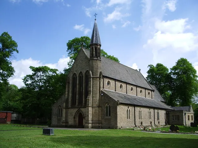 St Saviour's parish church, Ringley, Greater Manchester, seen from the west