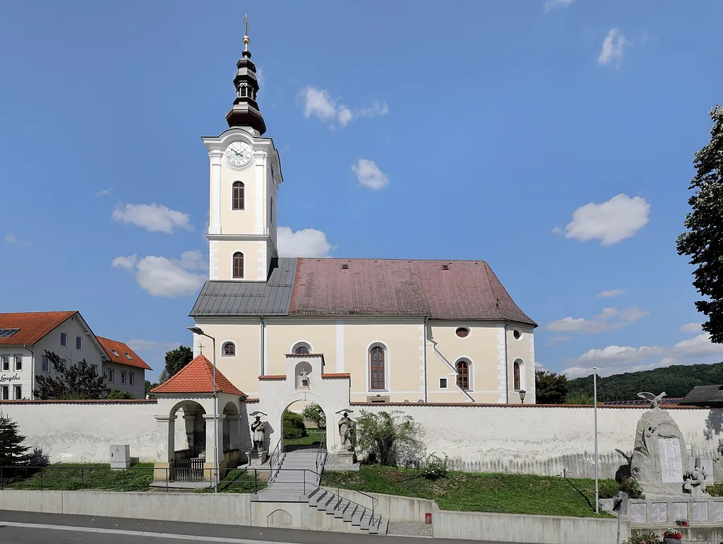 South view of the parish church in St. Stefan im Rosental, Austria.