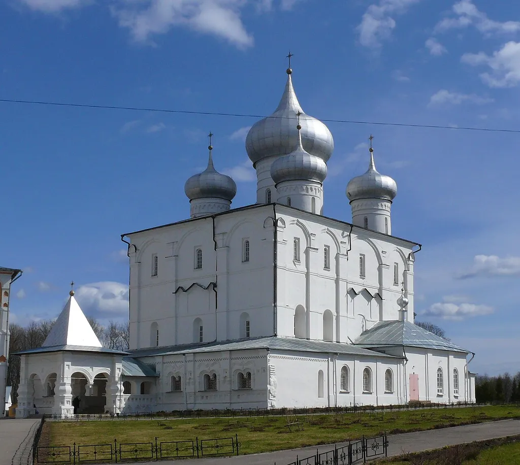 The cathedral of Transfiguration of Jesus in Khutynsky monastery. Novgorodsky district, Novgorod oblast, Russia