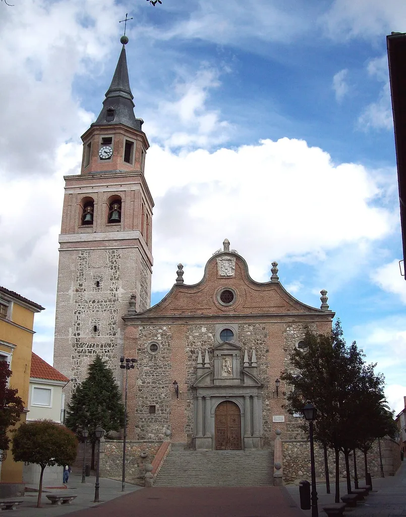 South-west façade of the Church of St Peter ad Vincula in Madrid (Spain).