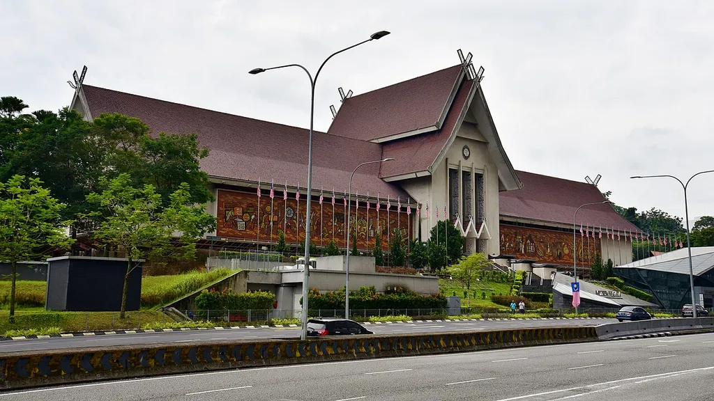 General view of the National Museum (Malaysia) (Muzium Negara) in Kuala Lumpur, taken from the other side of Jalan Travers - pity about the less than ideal weather