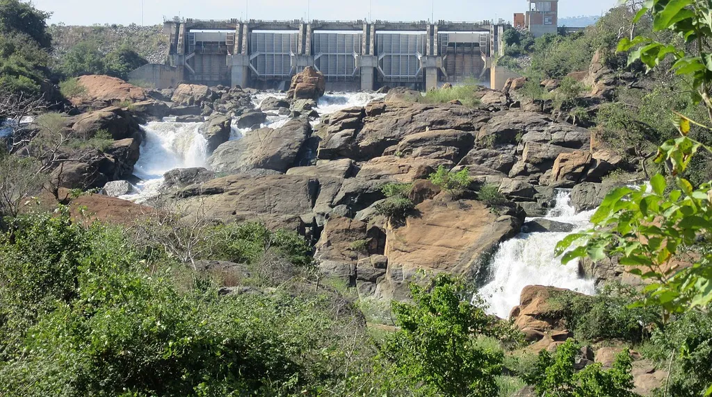 View of Kapachira Falls including the Kapichira Hydroelectric Power Station