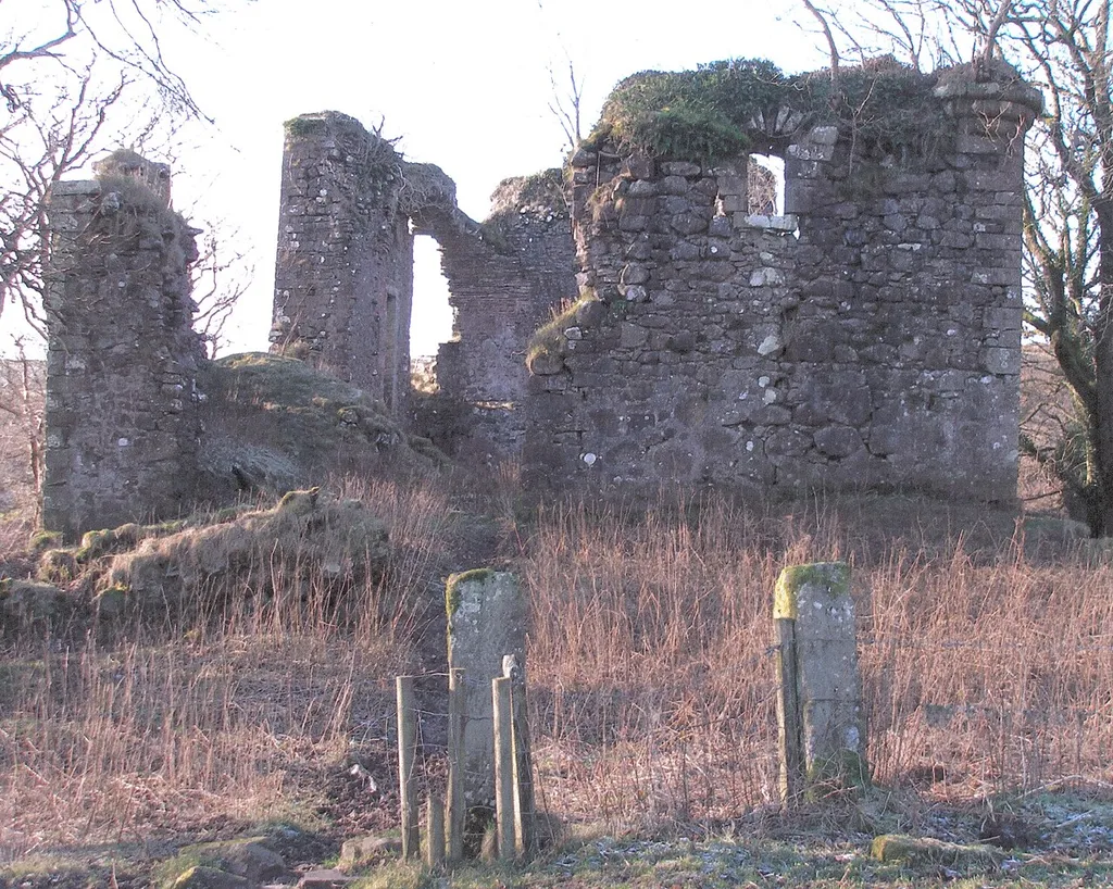 Glengarnock Castle entrance view, Kilbirnie, North Ayrshire, Scotland