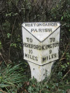 Milepost, Norton Canon; opp.  church turn