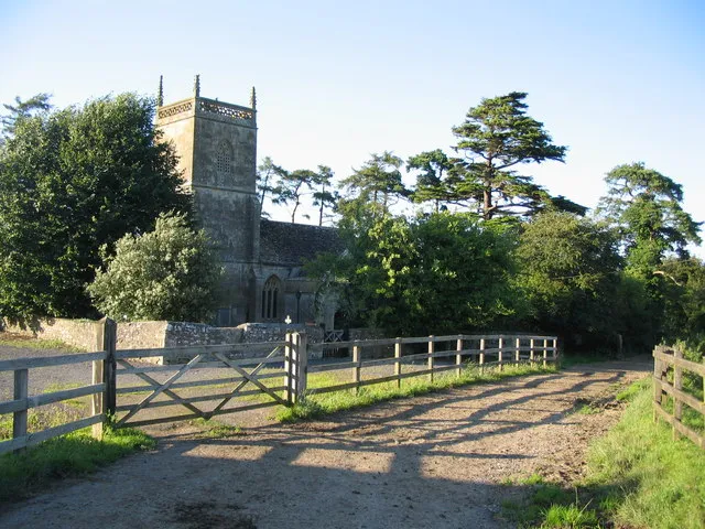 St, James, Milton Clevedon A view looking to the north across the public footpath to Spargrove, towards the church of St. James at Milton Clevedon.