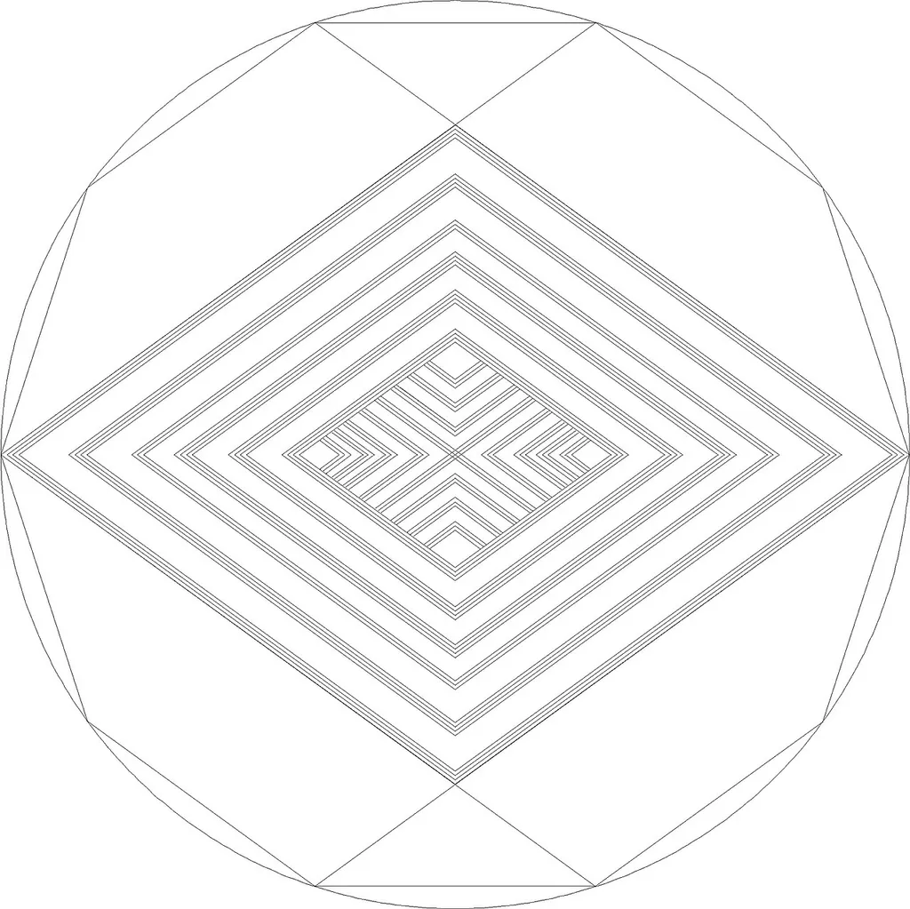 The geometry of the Clandon Barrow Lozenge: showing how its form was based on a decagon.