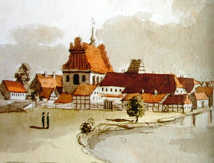 Nieistniejący kościół mariacki karmelitów w Bydgoszczy - jedyny wizerunek z ok. 1802 r.