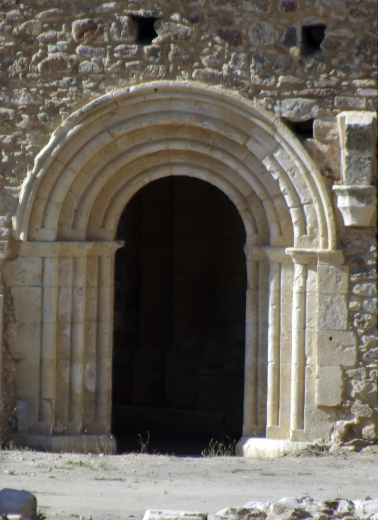 Door detail of Saint Mary monastery in Collado Hermoso (Segovia, Spain).