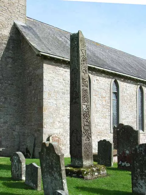 The Bewcastle Cross. The Bewcastle Cross, dating from the 7th or 8th century, is one of the finest surviving monuments from the early Christian era in Britain. Originally this would have taken the form of a cross, but only the stem, over 4 metres high, remains.
