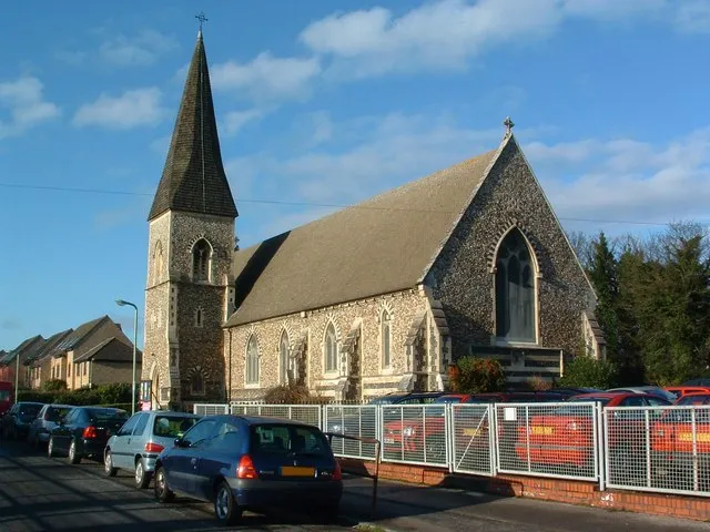 St Peter's parish church, Hospital Road, Bury St Edmund's, Suffolk, seen from east-southeast