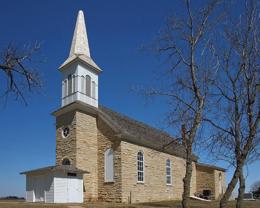 Church of St Rose of Lima, 8778 County 11 Blvd., Cherry Grove Township, Minnesota, USA. Viewed from the southwest. This is an image of a place or building that is listed on the National Register of Historic Places in the United States of America. Its reference number is 13000597 (Wikidata).