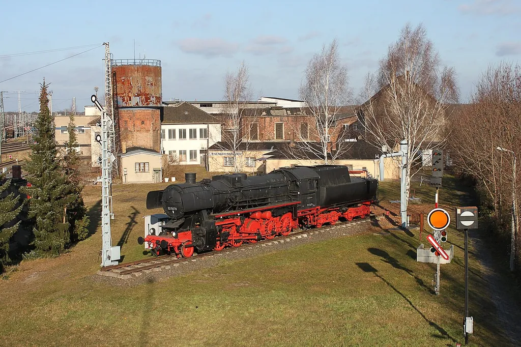 A Deutsche Reichsbahn's Class 52 steam locomotive in the Eisenbahnmuseum in Falkenberg/Elster.