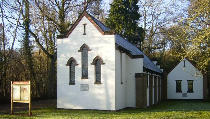 All Souls' Church, Sutton Green, Surrey, UK. Picture taken from New Lane.