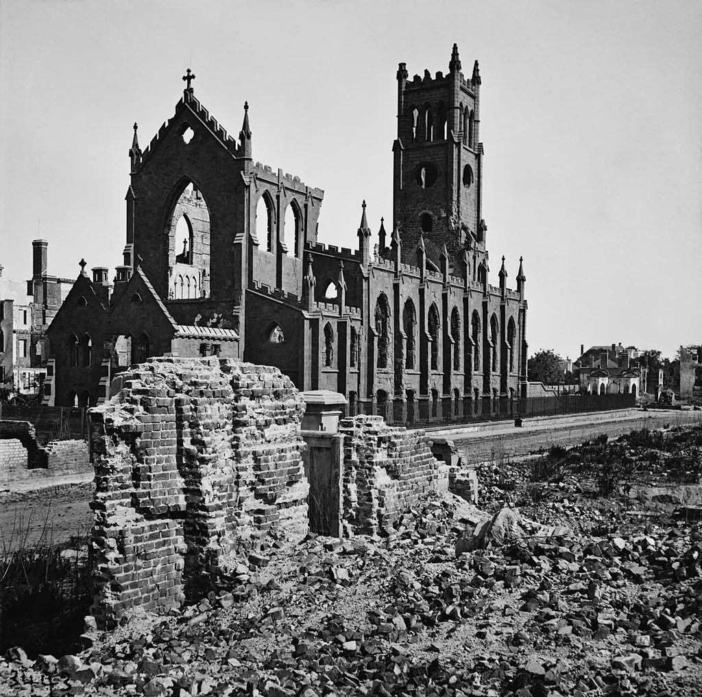 Cathedral of St. John and St. Finbar, Broad and Legare Streets, Charleston, South Carolina, after the Great Fire of December 1861