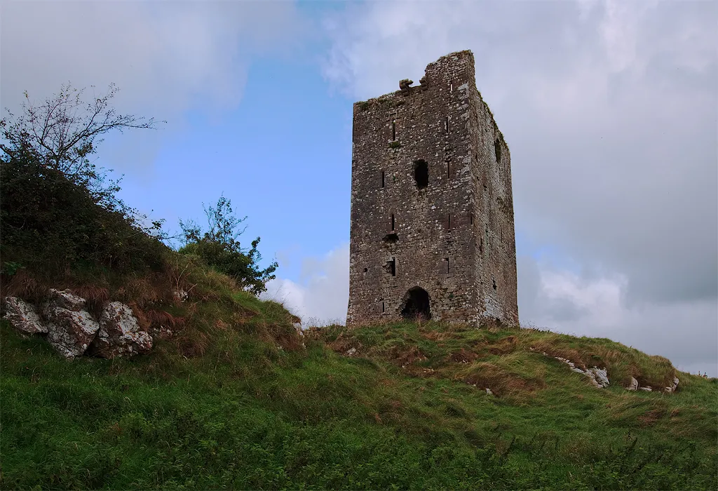 Castles of Munster: Rockstown, Limerick This five storey tower atop a rock outcrop, commands fine views from its position overlooking the Limerick countryside north of Lough Gur. Nothing now remains of the parapet, and of a machicolation covering the entrance, only the corbels are left projecting over the top.