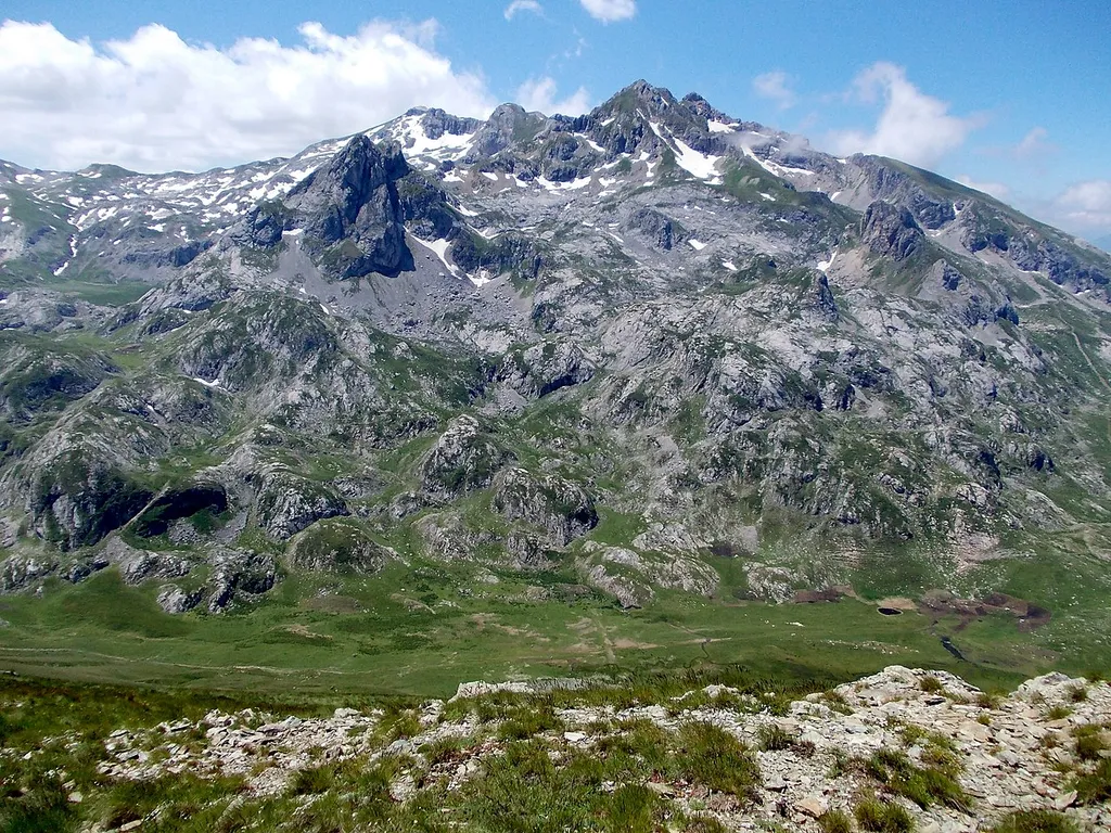 Mount Korab 2,764 m from north fro Kulla e Zyberit beyond Fusha e Korabit