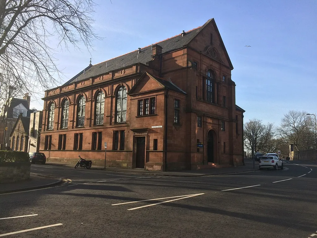View of category B Listed Building from the East, showing front elevation on Whitehouse Loan and side elevation on Greenhill Terrace