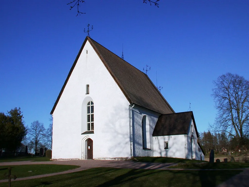 Funbo church, Uppsala, Sweden. Photo by Riggwelter, April 21, 2007. This is a photo of an ecclesiastical monument in Sweden, number 21300000003090 in the RAÄ buildings database.