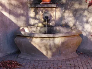 fountain at the entrance to Palace Gardens Below Prague Castle