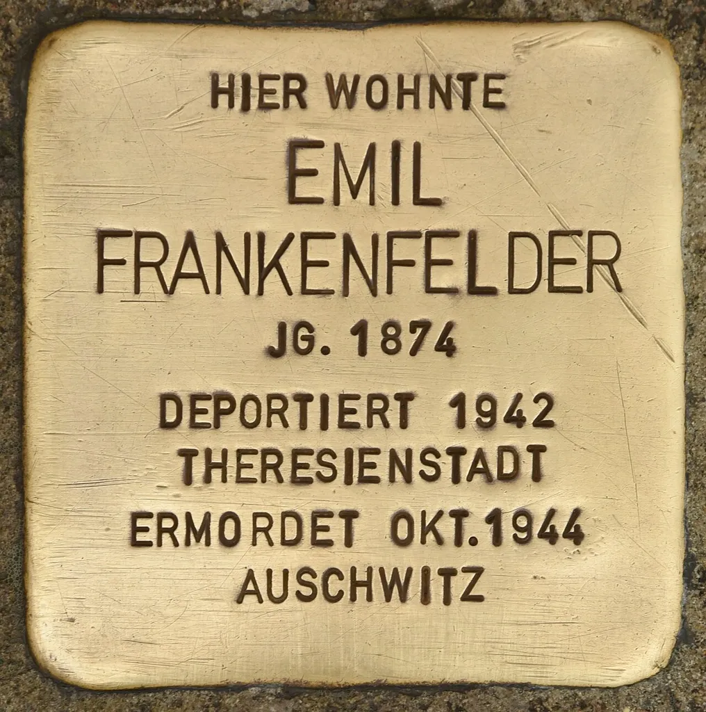 Stolperstein dedicated to Emil Frankenfelder