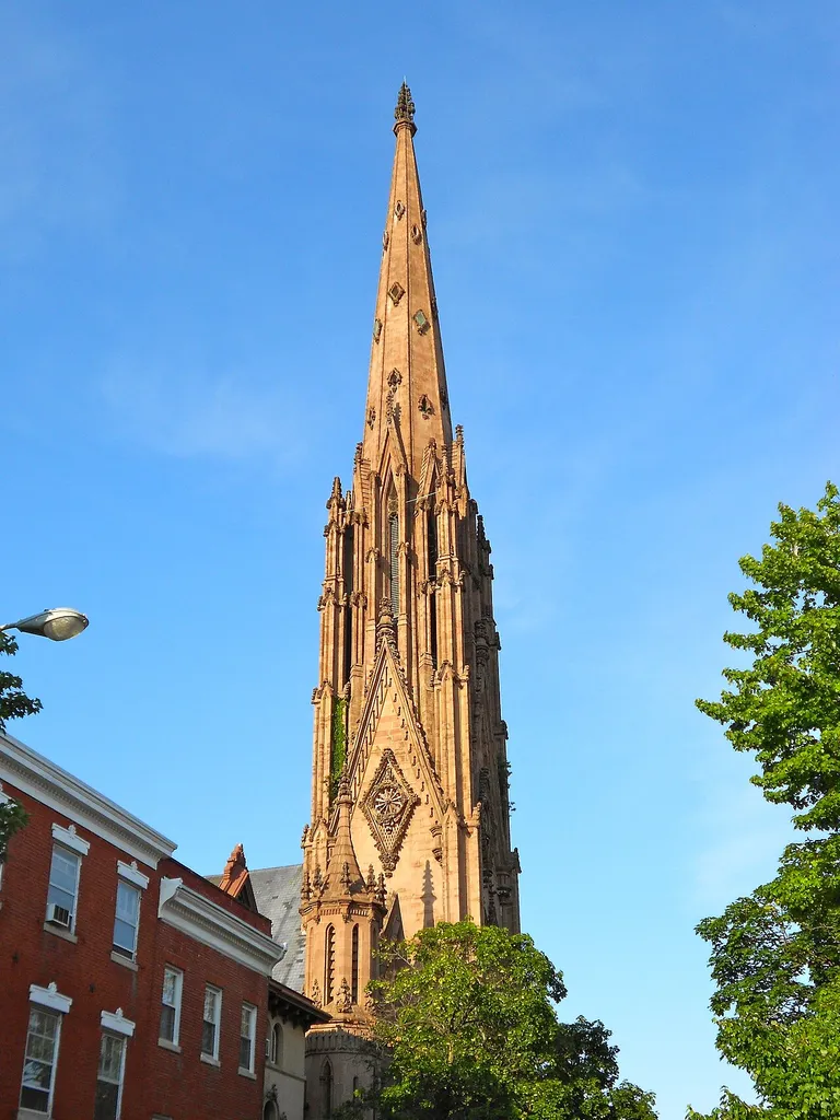 Steeple of the 1st Presbyterian Church of Baltimore. Listed on the NRHP