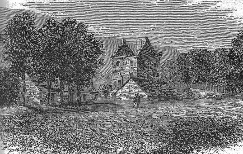 Ladyland Castle, Kilbirnie, North Ayrshire, Scotland. Castle now mostly demolished. This view is from the 1820s or earlier.