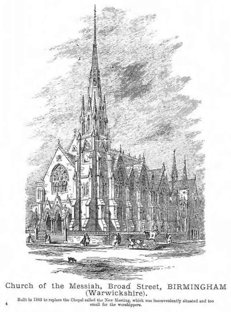 Church of the Messiah, Birmingham. A Unitarian church built in 1862 and demolished in 1978.
